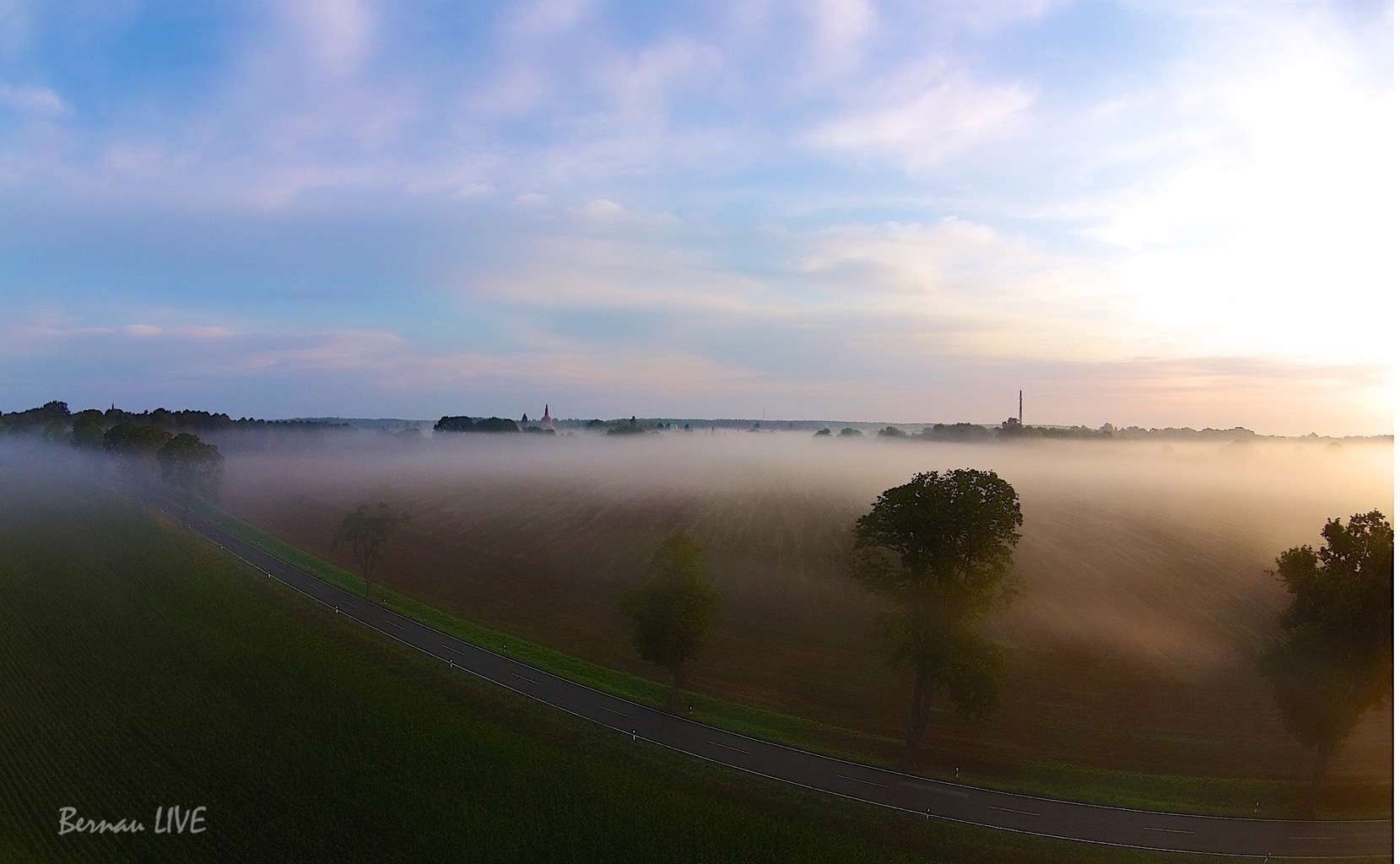 Bernau, Barnim, Bernau LIVE, Biesenthal, Ladeburg, Luftaufnahme, Guten Morgen, Sonnenaufgang