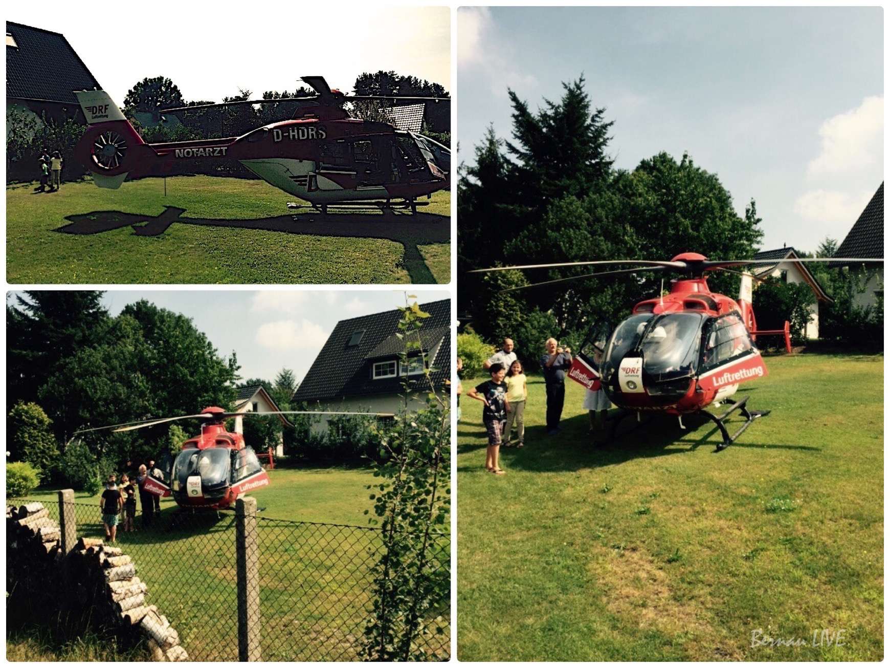 Christoph 64 landet im Garten von Bürgermeister André Stahl 22 Biesenthal - Bernau, Christoph 64, Bernau, Biesenthal, André Stahl, Barnim, Luftrettung,