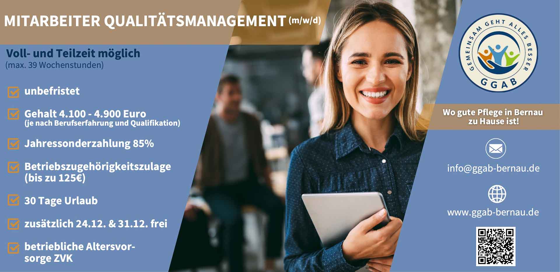 GGAB Bernau: Mitarbeiter (m/w/d) Qualitätsmanagement 12 GGAB Bernau: Mitarbeiter (m/w/d) Qualitätsmanagement